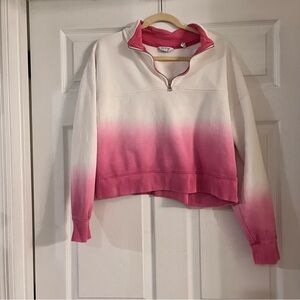 Peloton cropped ombré pink white pullover 1/2 zip sweatshirt women’s large